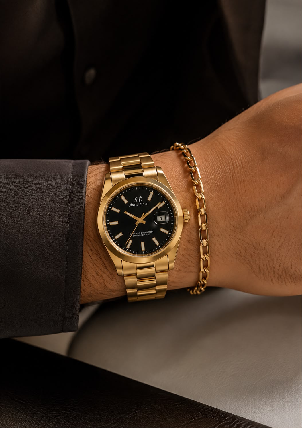 Erkek Gold-Siyah model Saat